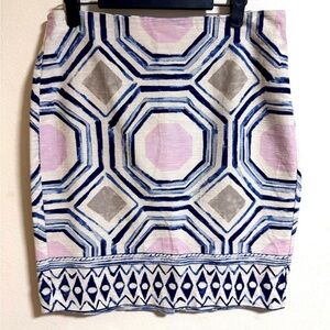 LOFT Geometric Print Skirt – Size 10 Cotton Blend